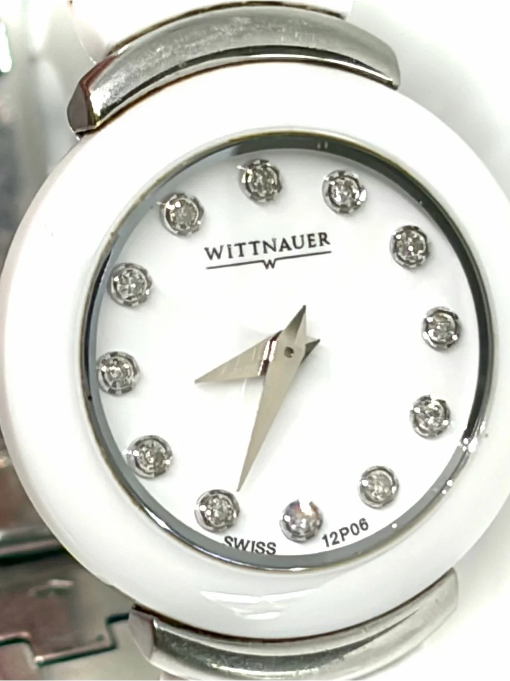 Wittnauer White Ceramic Diamond Luxury Watch Women’s Swiss Sapphire Crystal